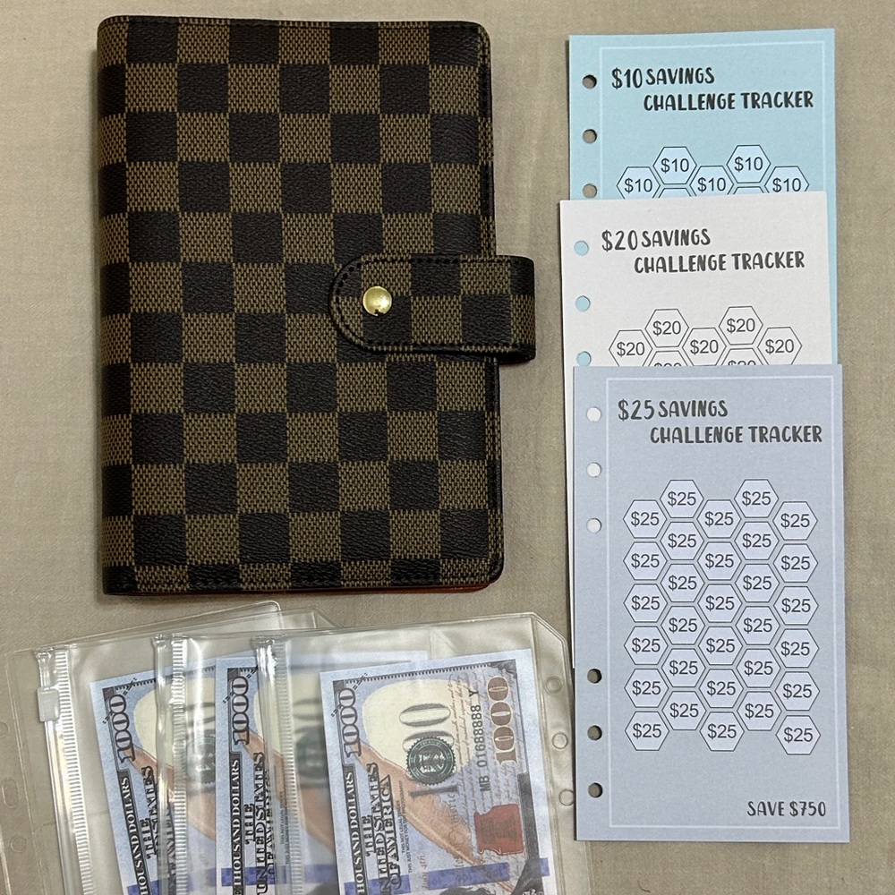Brown Checkered  A6 Planer - Budget Binder Set